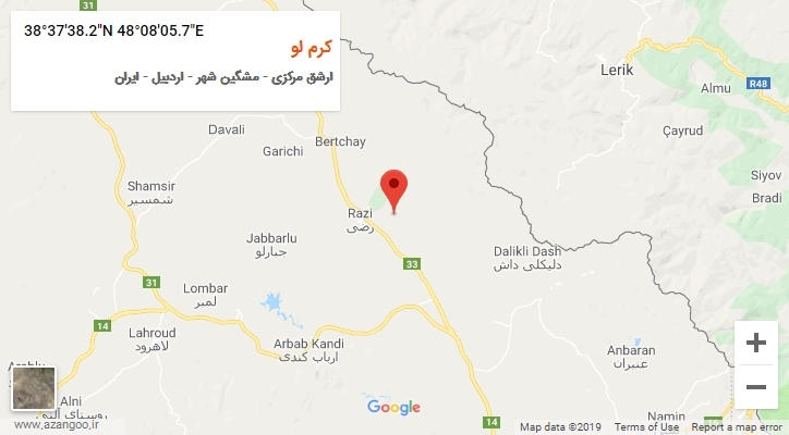 روستای کرم لو بر روی نقشه