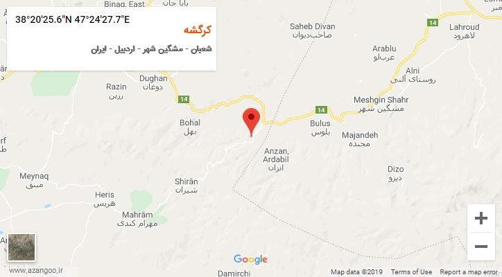 روستای کرگشه بر روی نقشه