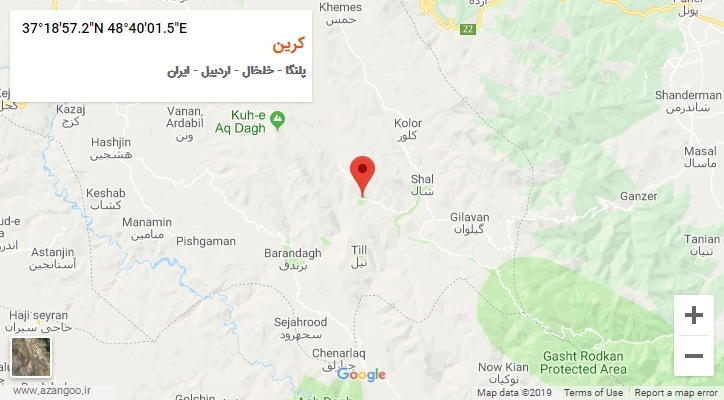 روستای کرین بر روی نقشه