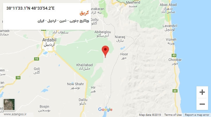 روستای کریق بر روی نقشه