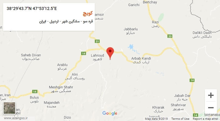 روستای کویچ بر روی نقشه