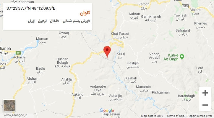 روستای کاوان بر روی نقشه