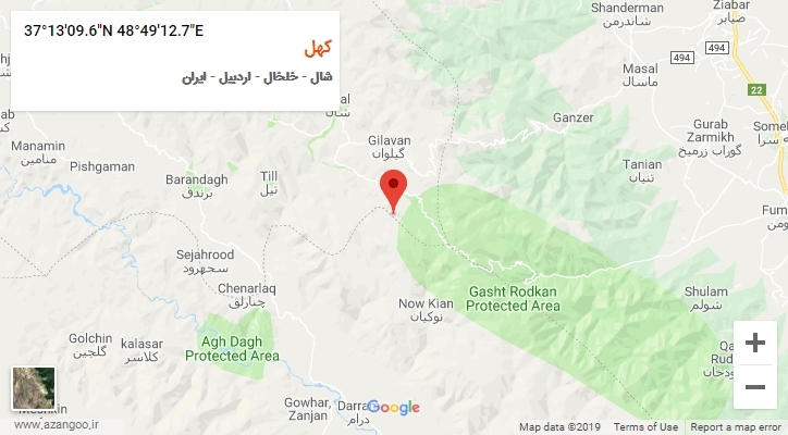 روستای کهل بر روی نقشه