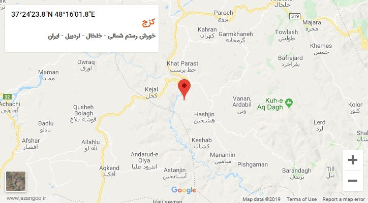 روستای کزج بر روی نقشه