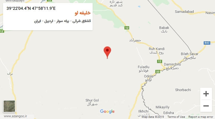 روستای خلیفه لو بر روی نقشه