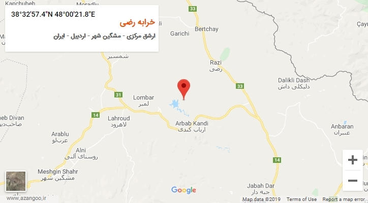 روستای خرابه رضی بر روی نقشه