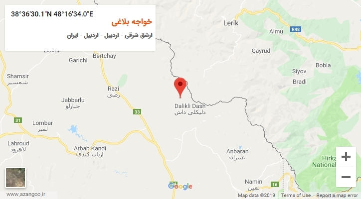 روستای خواجه بلاغی بر روی نقشه