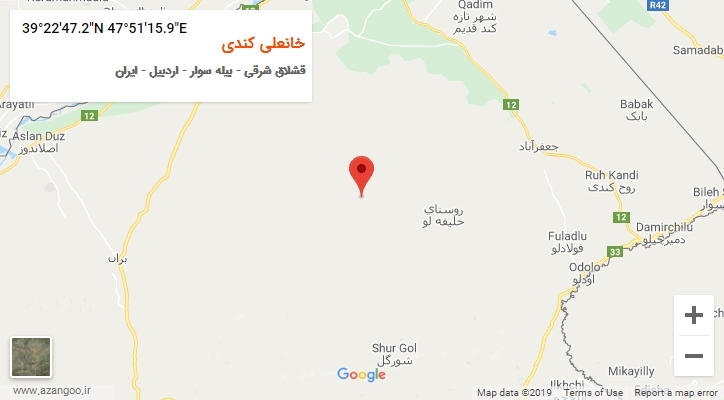 روستای خانعلی کندی بر روی نقشه