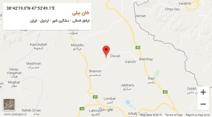 روستای خان ببلی بر روی نقشه