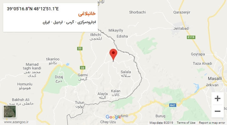 روستای خانبلاغی بر روی نقشه