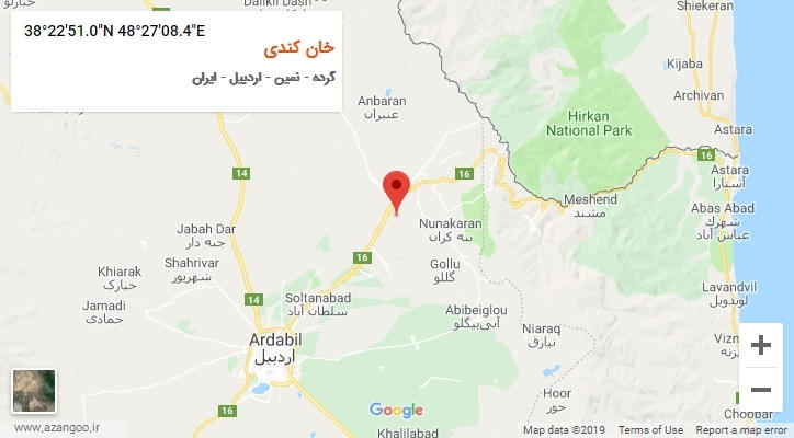 روستای خان کندی بر روی نقشه