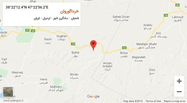 روستای خرداگوروان بر روی نقشه