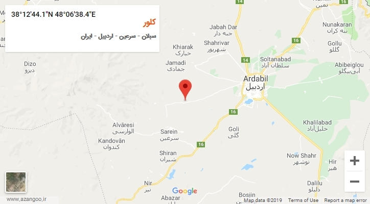 روستای کلور بر روی نقشه