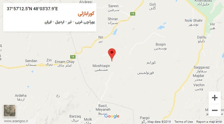 روستای کورابازلی بر روی نقشه