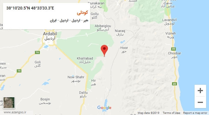 روستای کودلی بر روی نقشه