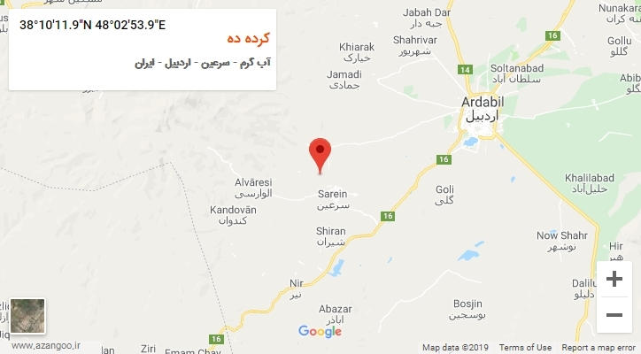 روستای کرده ده بر روی نقشه