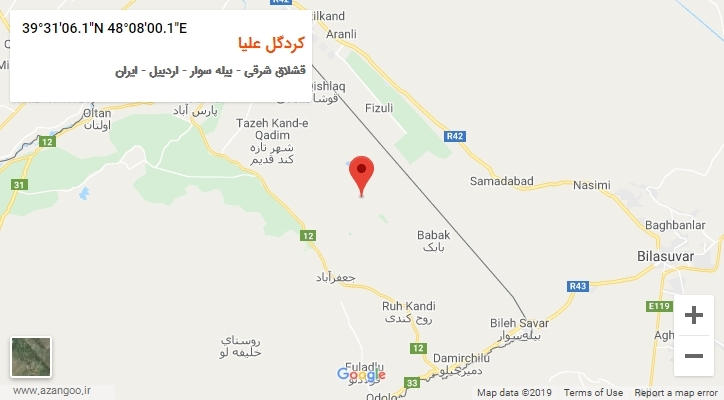 روستای کردگل علیا بر روی نقشه