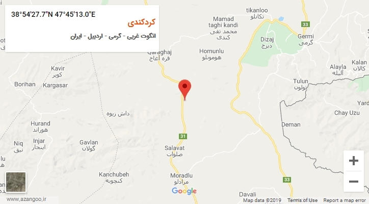 روستای کردکندی بر روی نقشه