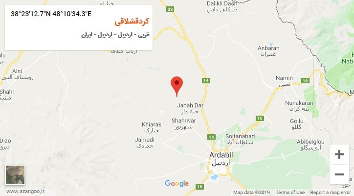 روستای کردقشلاقی بر روی نقشه