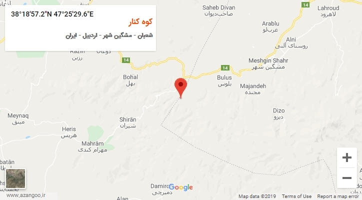 روستای کوه کنار بر روی نقشه