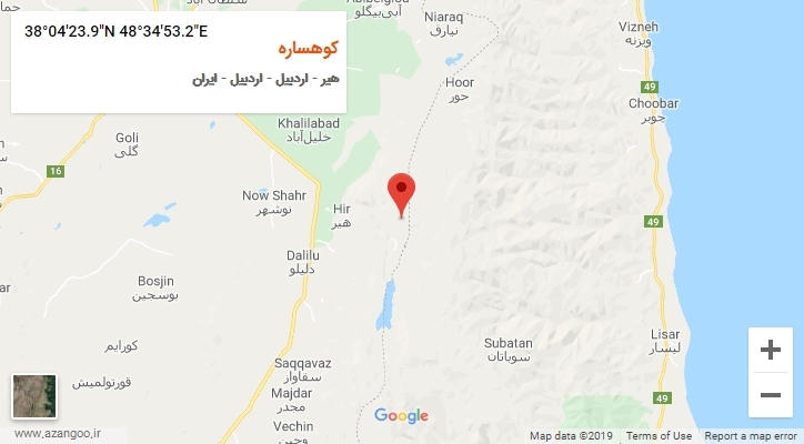 روستای کوهساره بر روی نقشه