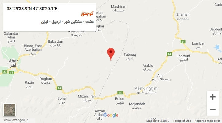 روستای کوجنق بر روی نقشه