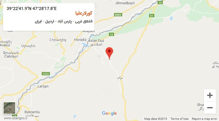 روستای کورلارعلیا بر روی نقشه