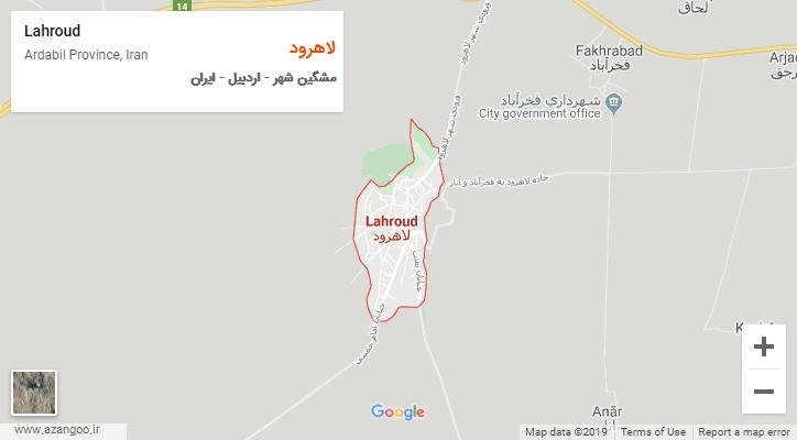 شهر لاهرود بر روی نقشه