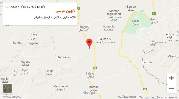 روستای لاچین درسی بر روی نقشه