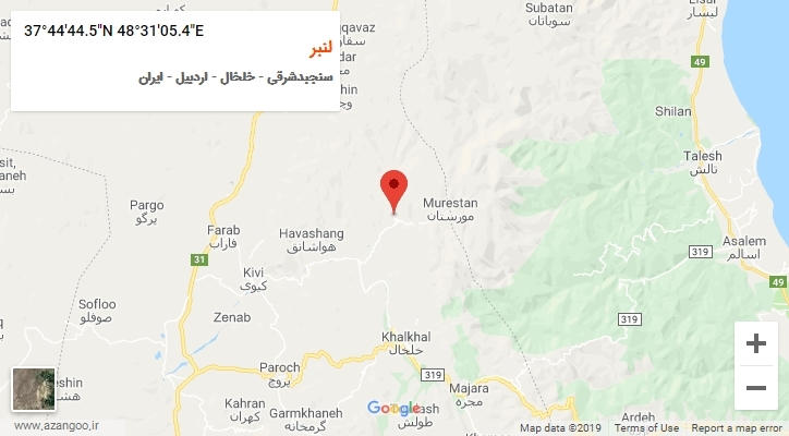 روستای لنبر بر روی نقشه