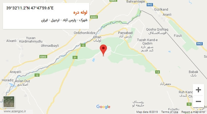 روستای لوله دره بر روی نقشه