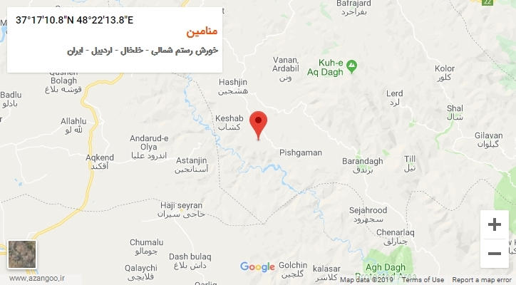 روستای منامین بر روی نقشه