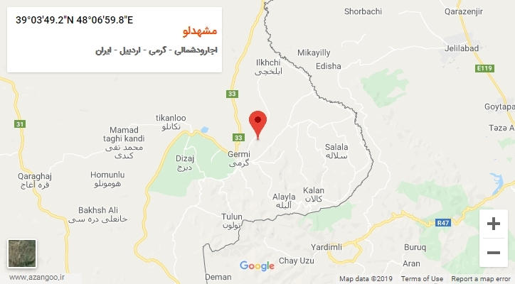روستای مشهدلو بر روی نقشه