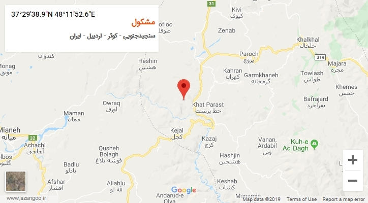 روستای مشکول بر روی نقشه