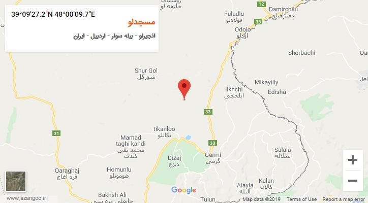 روستای مسجدلو بر روی نقشه
