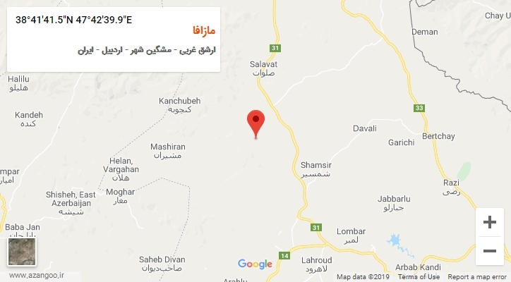 روستای مازافا بر روی نقشه