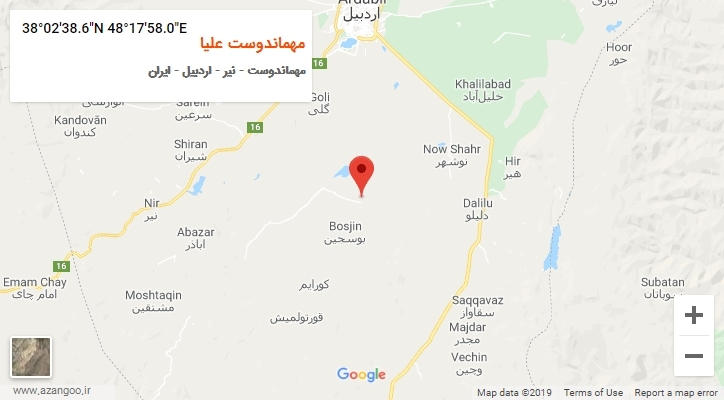 روستای مهماندوست علیا بر روی نقشه