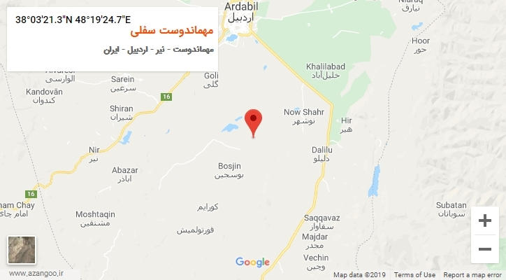 روستای مهماندوست سفلی بر روی نقشه