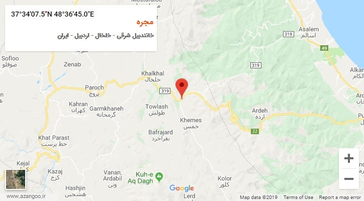 روستای مجره بر روی نقشه