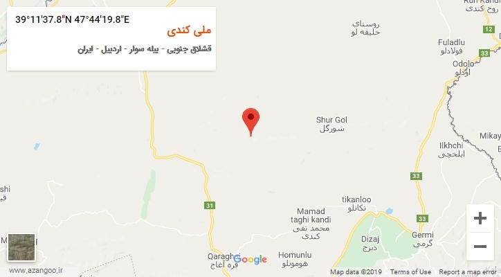 روستای ملی کندی بر روی نقشه
