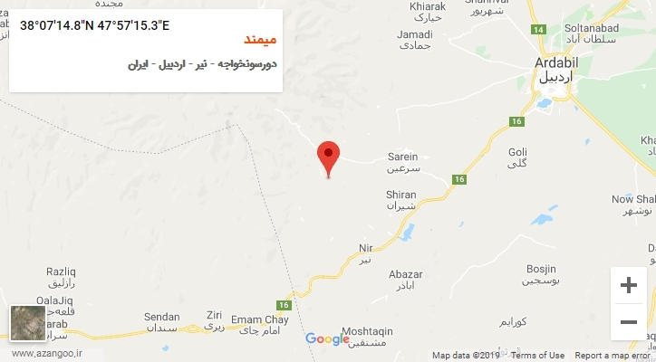 روستای میمند بر روی نقشه