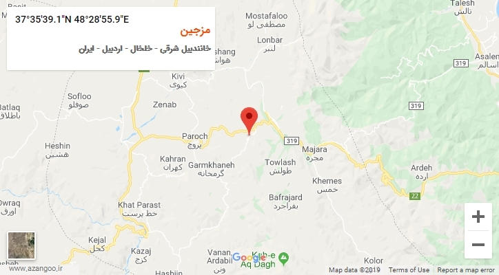 روستای مزجین بر روی نقشه
