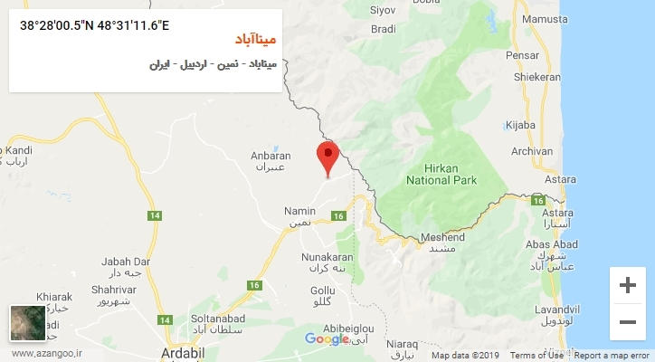روستای میناآباد بر روی نقشه