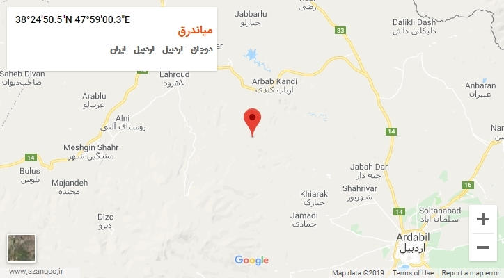 روستای میاندرق بر روی نقشه