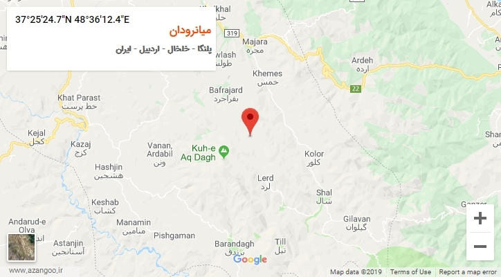 روستای میانرودان بر روی نقشه