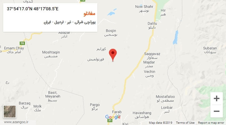 روستای مغانلو بر روی نقشه