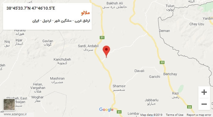 روستای ملالو بر روی نقشه