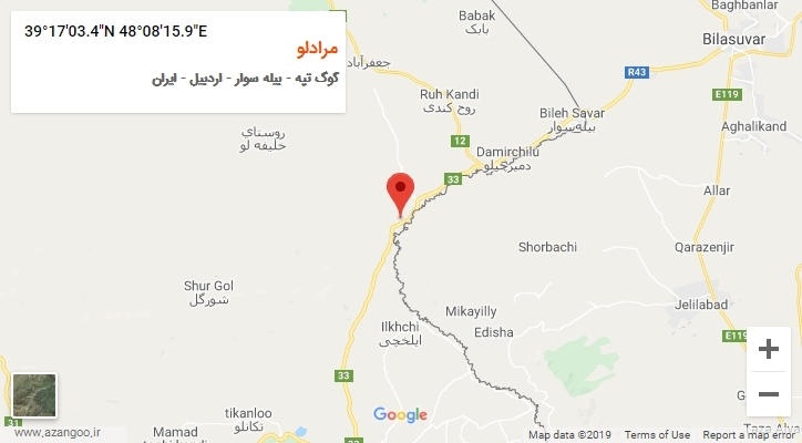 روستای مرادلو بر روی نقشه