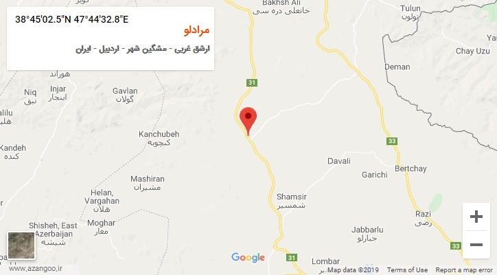 روستای مرادلو بر روی نقشه