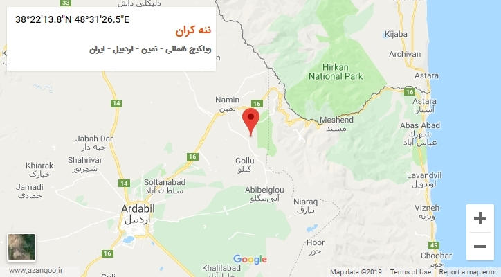 روستای ننه کران بر روی نقشه